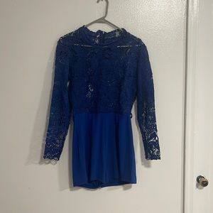 Blue lace romper
